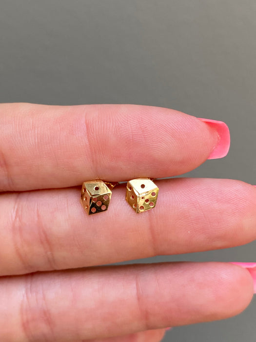 14k dice stud earrings