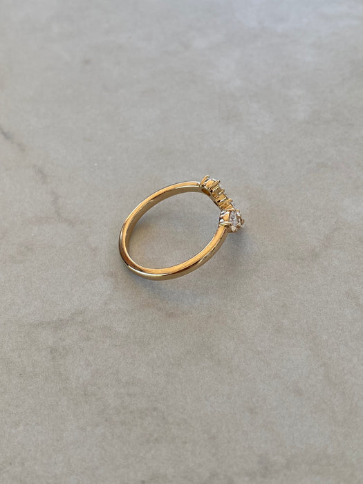 14K Oval & Round Lab Diamond Chevron Ring