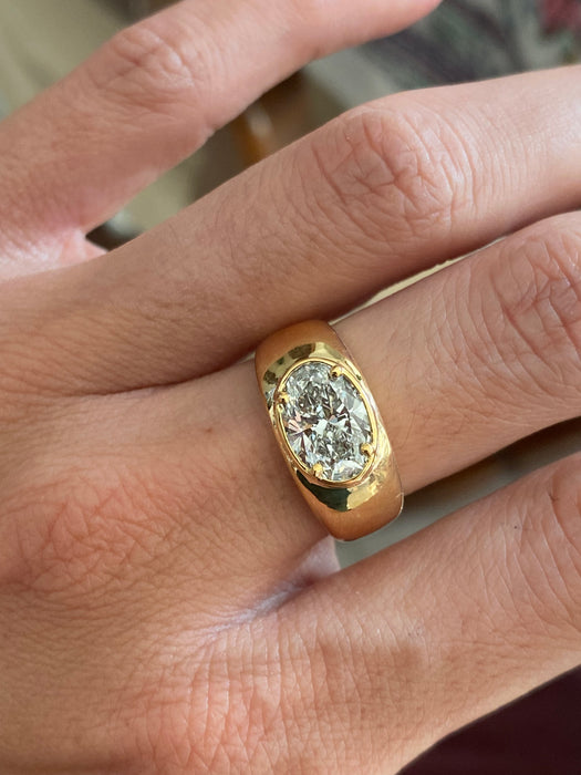 Blossom- 14k lab 2 carat oval east to west diamond ring size 7