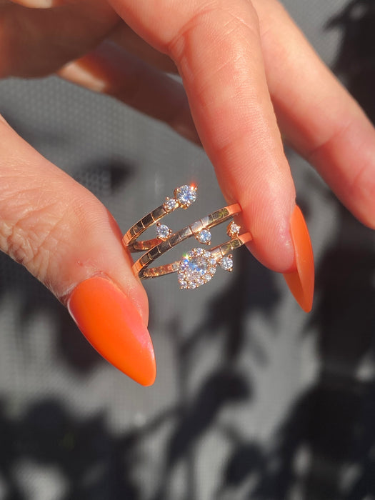 18K Rose Gold Diamond Triple Bypass Coil Ring by Penny Preville