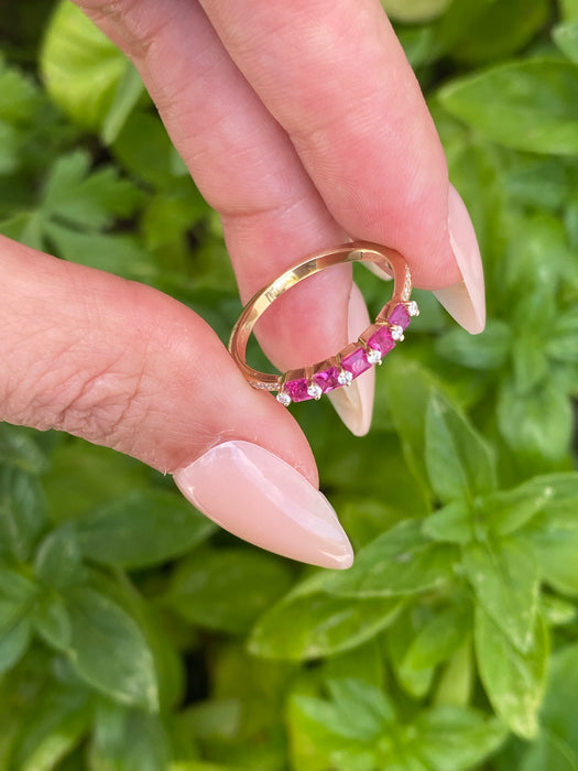 14K Ruby & Diamond Band Ring