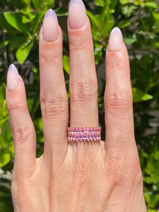 Vintage 18K Rose Gold Vintage Natural Pink Sapphire Marquise Ring | 1.85 Carats