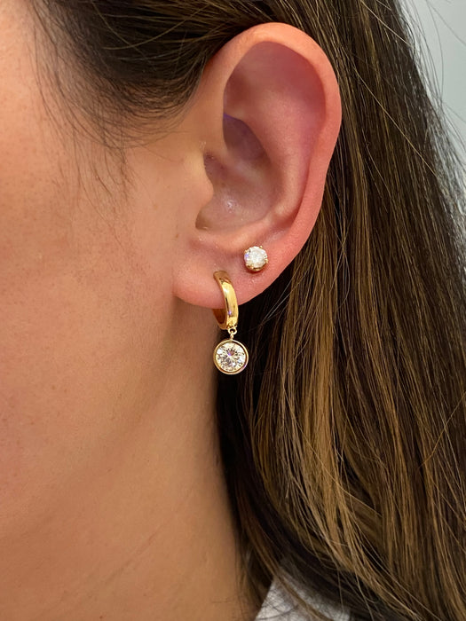 14K Gold 1.8 TCW Bezel-Set Lab Diamond Huggie Earrings