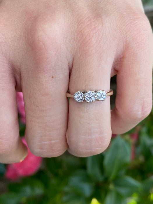 14k white gold diamond flower ring size 5.5