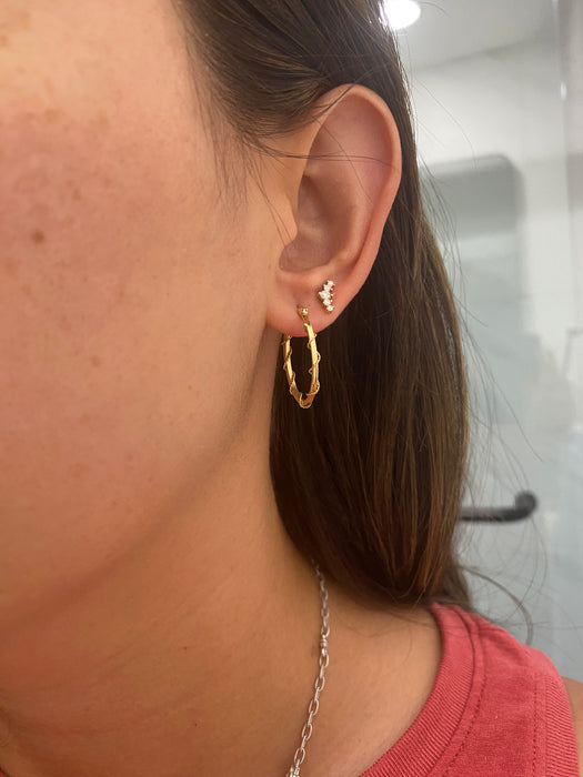 Vintage 14K Gold Oval Hoop Braided Rope Earrings
