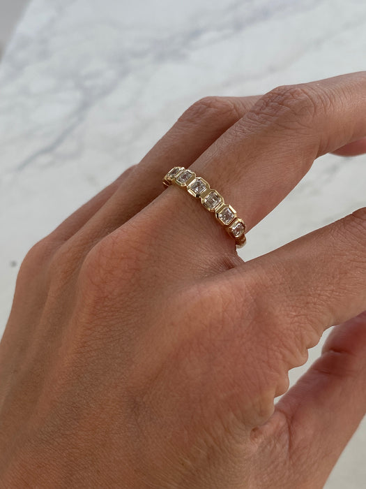 14K Gold Asscher Cut Lab Diamond Stacker Ring 1.10 CTW