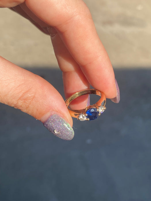 14k blue sapphire diamond ring size 6