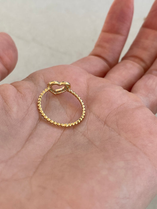14K Gold Natural Emerald Heart Ring Size 6