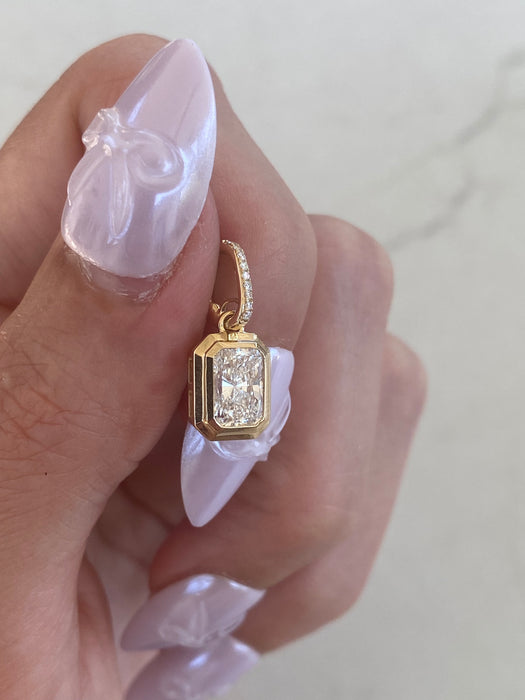 14K Gold Double Bezel Lab Diamond Radiant Cut Pendant | 1.04 CTW