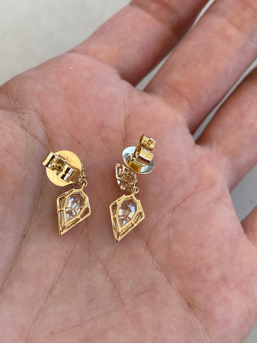 14K Gold Pear Step-Cut 2.7 Carat Lab Diamond Drop Earrings