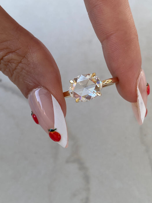 14K Gold 2 Carat Rose Cut Lab Diamond Solitaire Ring