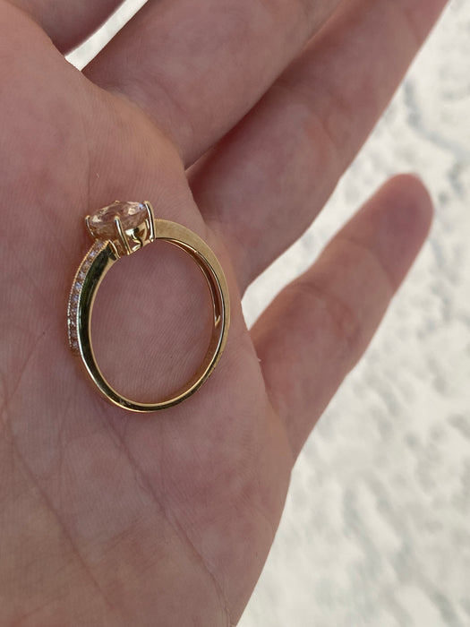 14k morganite diamond ring size 6.25