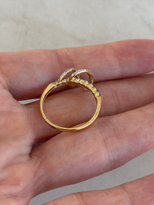 14K Gold Pink Sapphire & Diamond Swirl Ring Size 7
