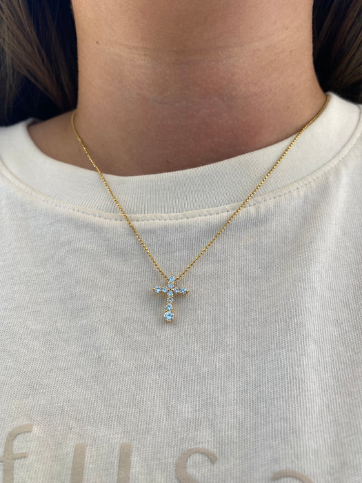 Vintage 18K Gold Diamond Cross Pendant