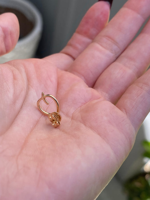 14k single earring diamond letter initial stud