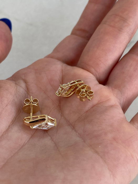 14K Step-Cut Kite-Cut Lab Diamond Stud Earrings