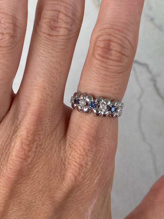 Vintage Platinum 900 Alexandrite & Diamond Flower Ring