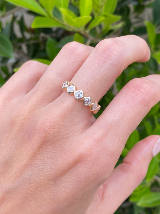 14K Bezel Set Asscher Cut Lab Diamond Ring