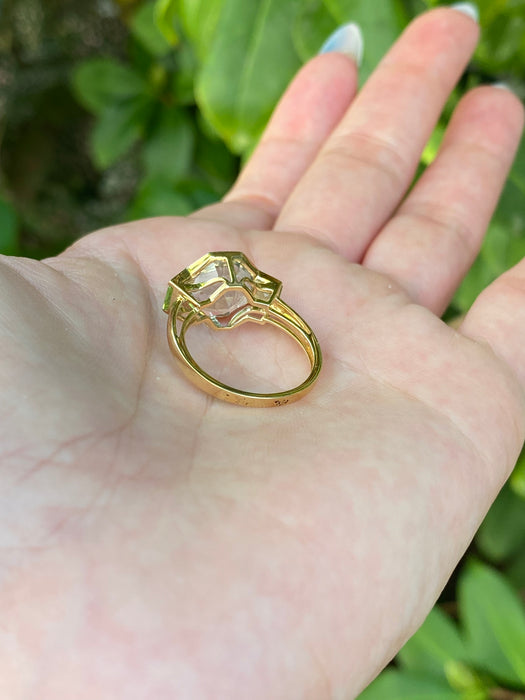 18k green amethyst peridot ring size 6.5