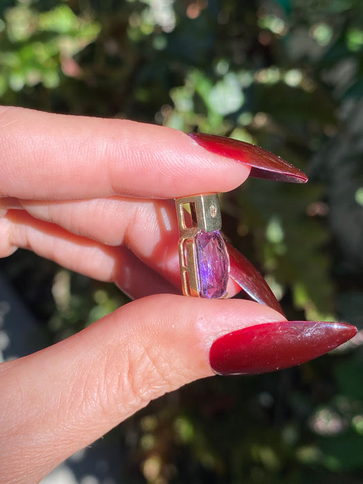 14k slider amethyst diamond pendant