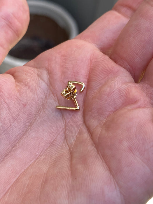 14k single earring diamond letter initial stud