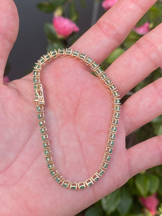 14k emerald tennis bracelet 7”