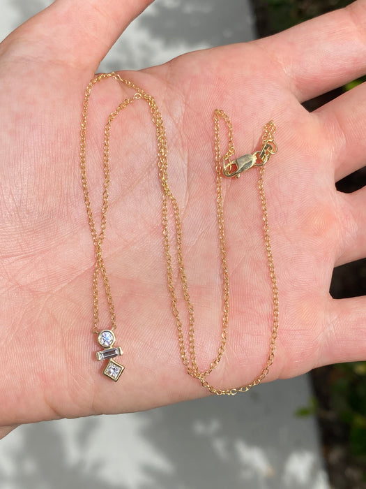 10K Yellow Gold Multi-Cut Lab Diamond Vertical Bar Necklace – 0.25 TCW