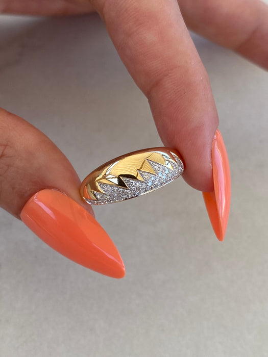 14K Gold Natural Diamond Ring Size 7