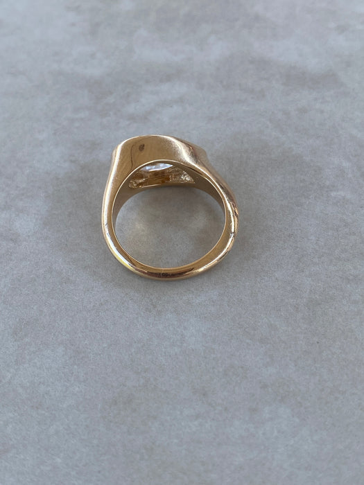 14K Gold 3.31 Carat East-West Step-Cut Pear Lab Diamond Ring