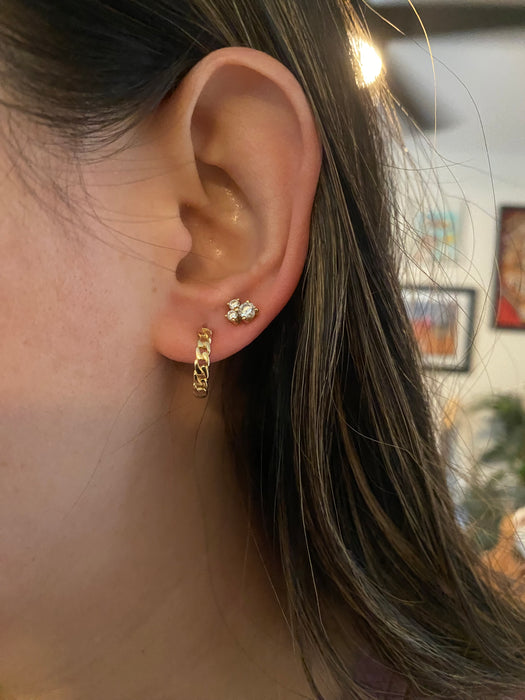 14k curb huggie earrings