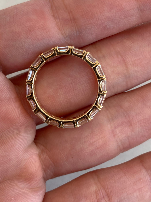 14K Gold 3 Carat Emerald Cut Lab Eternity Ring Size 7