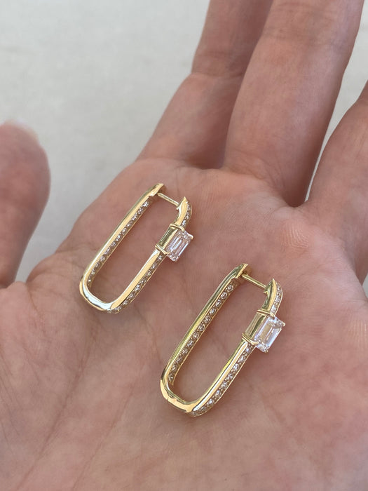 14K 1.7 TCW Lab Diamond Rectangular Inside-Out Hoop Earrings