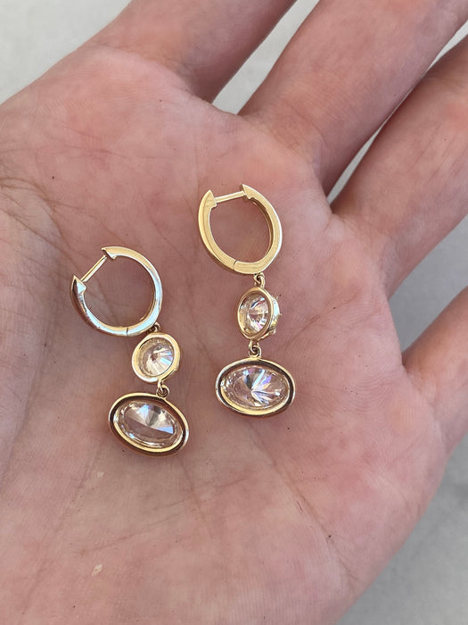 14K Gold Lab Diamond Drop Huggie Earrings