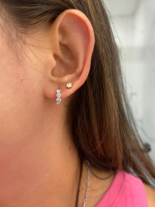 14K White Gold 0.92 TCW Lab Diamond Invisible Set Huggie Earrings