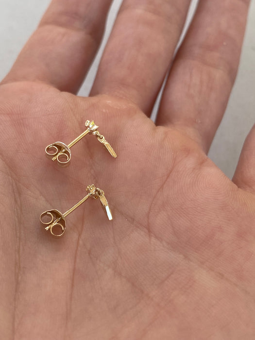 14K Lab Diamond Star & Marquise Dangle Stud Earrings