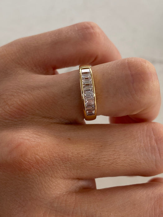 Vintage 18K Emerald Cut Diamond Ring