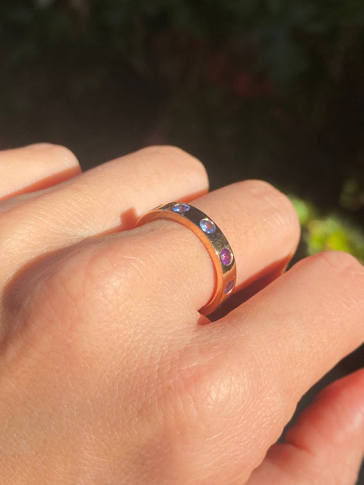 18k rose gold rainbow eternity ring size 6.5