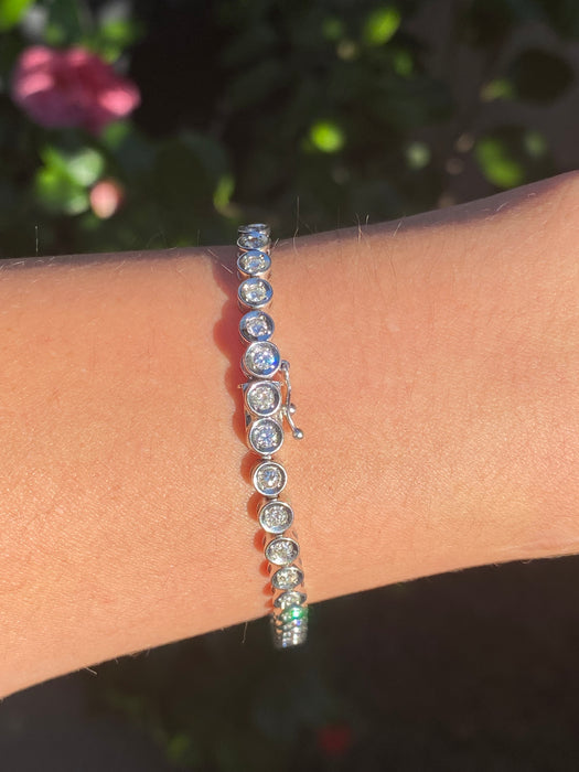 Vintage Platinum 850 Bezel Set 2 TCW Diamond Tennis Bracelet