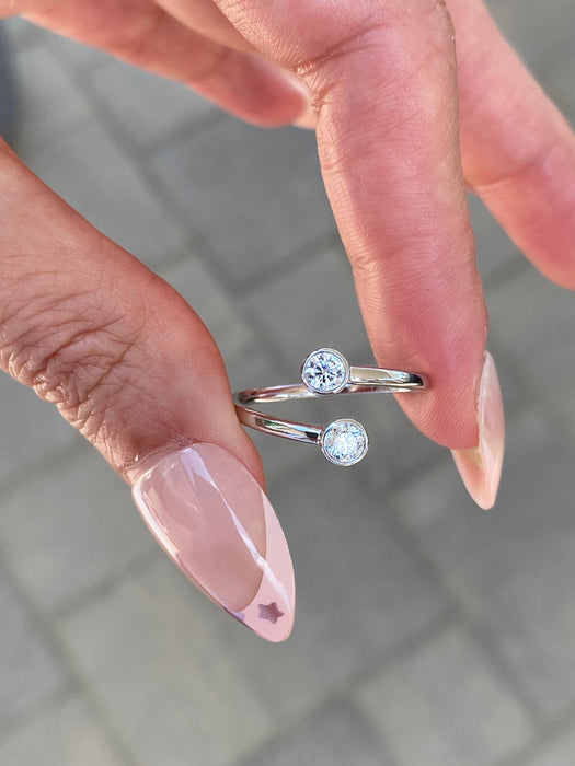 14K White Gold Lab Diamond Bypass Ring