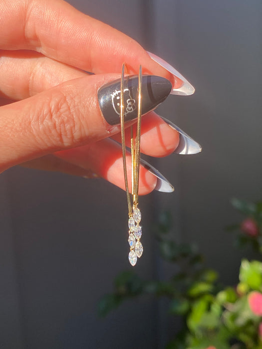 14k marquise drilled diamond wire earrings