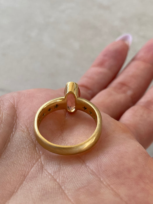 Vintage 18K Imperial Topaz & Diamond Ring