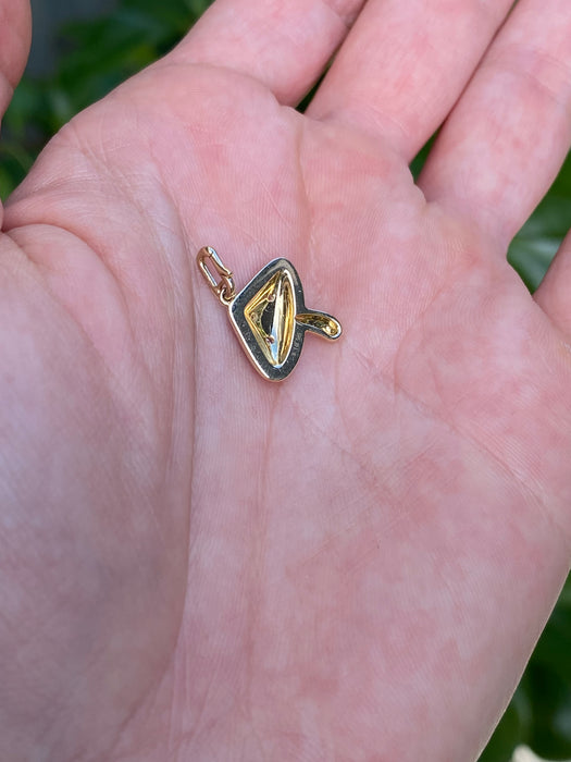 14k red enamel diamond mushroom charm