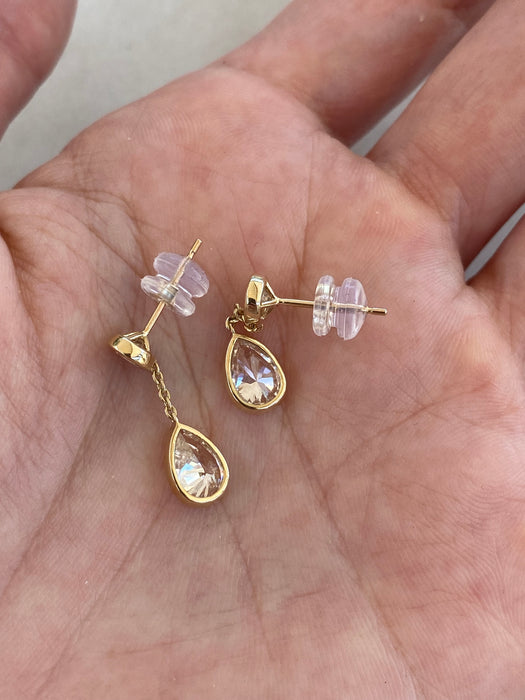 14K Bezel-Set 2 Carat Lab Diamond Drop Earrings
