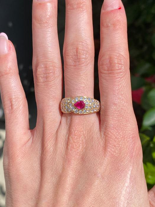 18k diamond ruby ring size 7.75