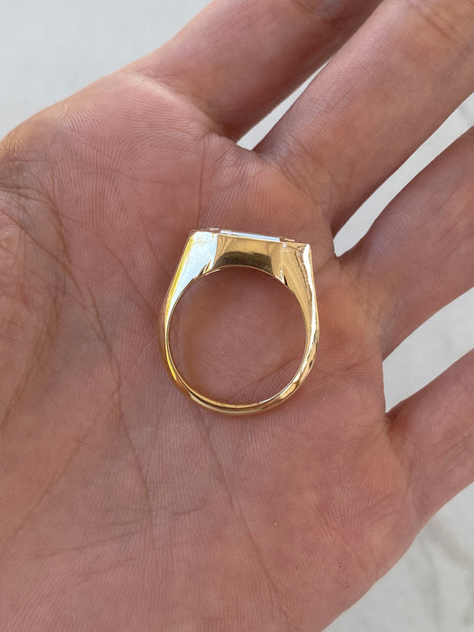 14K Bezel-Set 1.60ct Elongated Hexagon Champagne Lab Diamond Ring