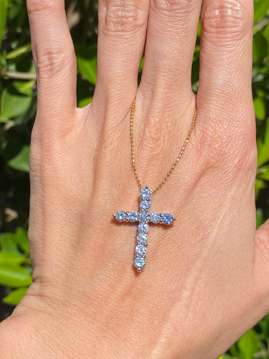 Vintage Platinum 900 1.55 TCW Natural Diamond Cross Pendant