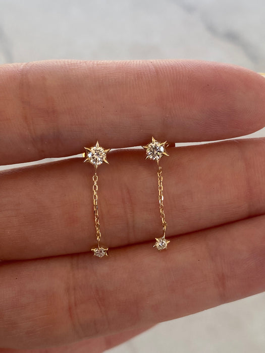 14K Lab Diamond Star Drop Earrings