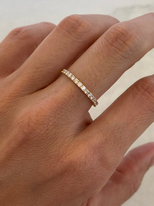 Vintage 18K Gold Natural Diamond 3/4 Eternity Ring