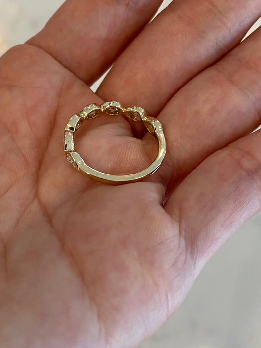 14K Gold Bezel Set Pear Cut Lab Diamond Ring – 0.70 CTW