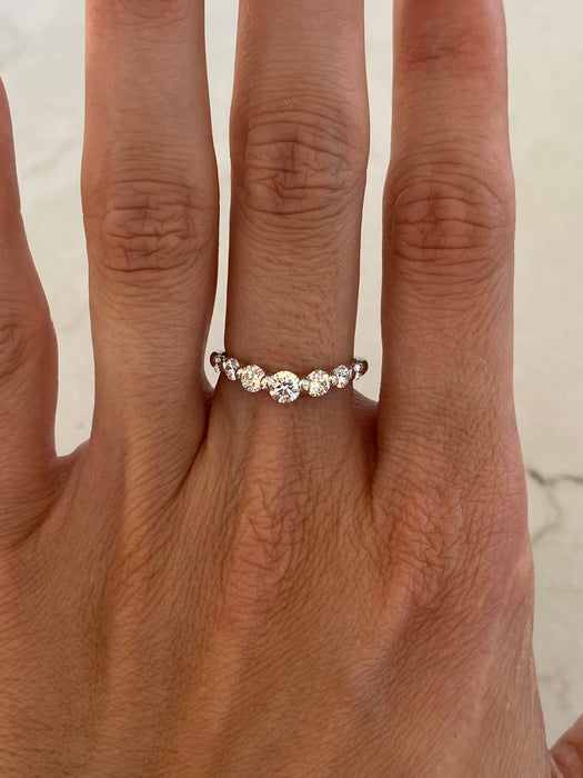 Vintage Platinum 900 Diamond Chevron Ring